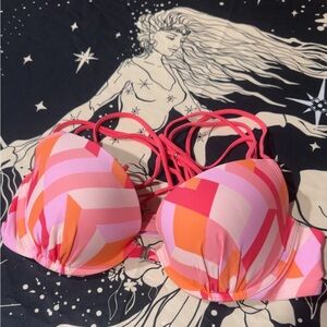 Aerie Pink and Orange Geometric Bikini